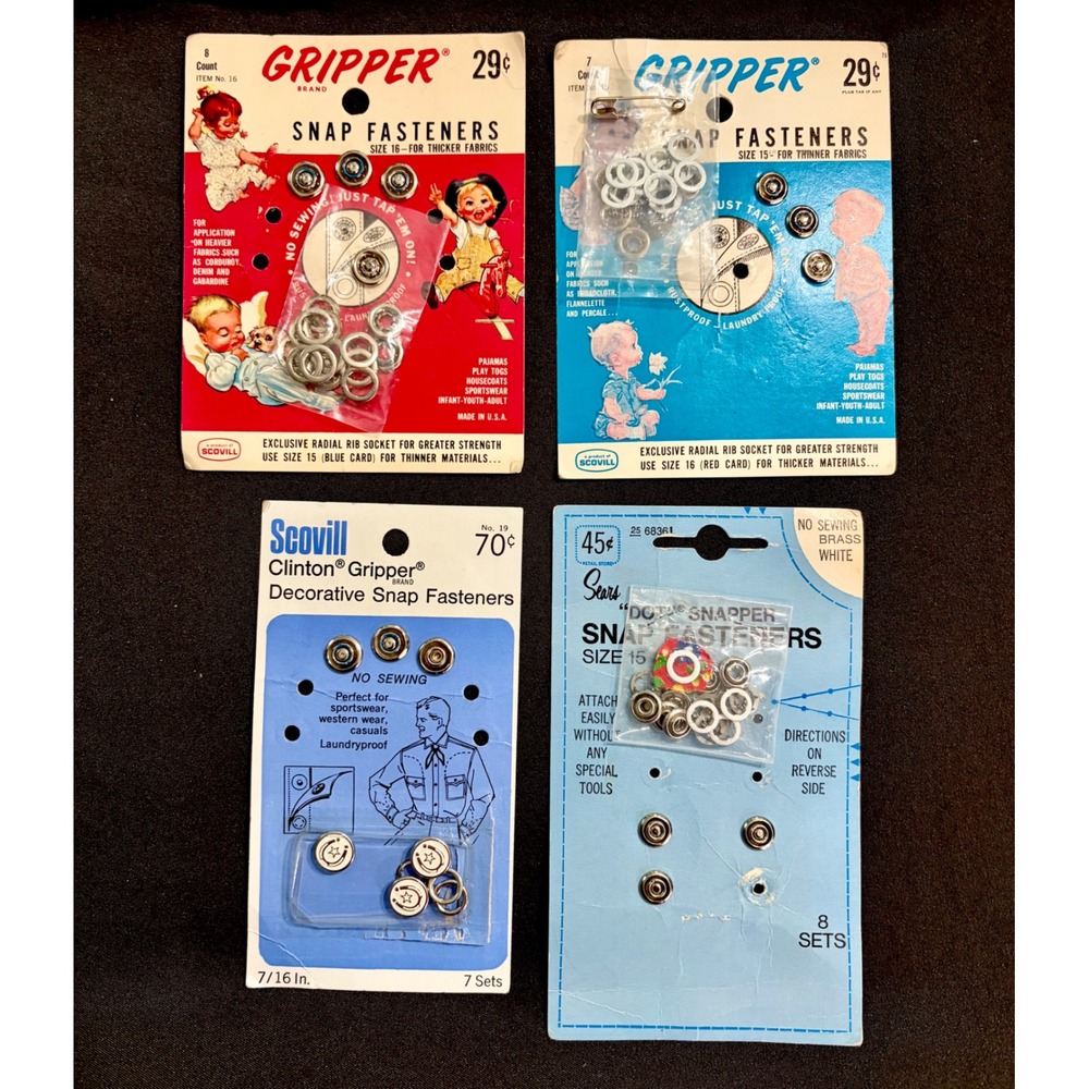 Vintage Scovill Clinton Gripper Sears Dot Snapper Fasteners Western Star Lot 4